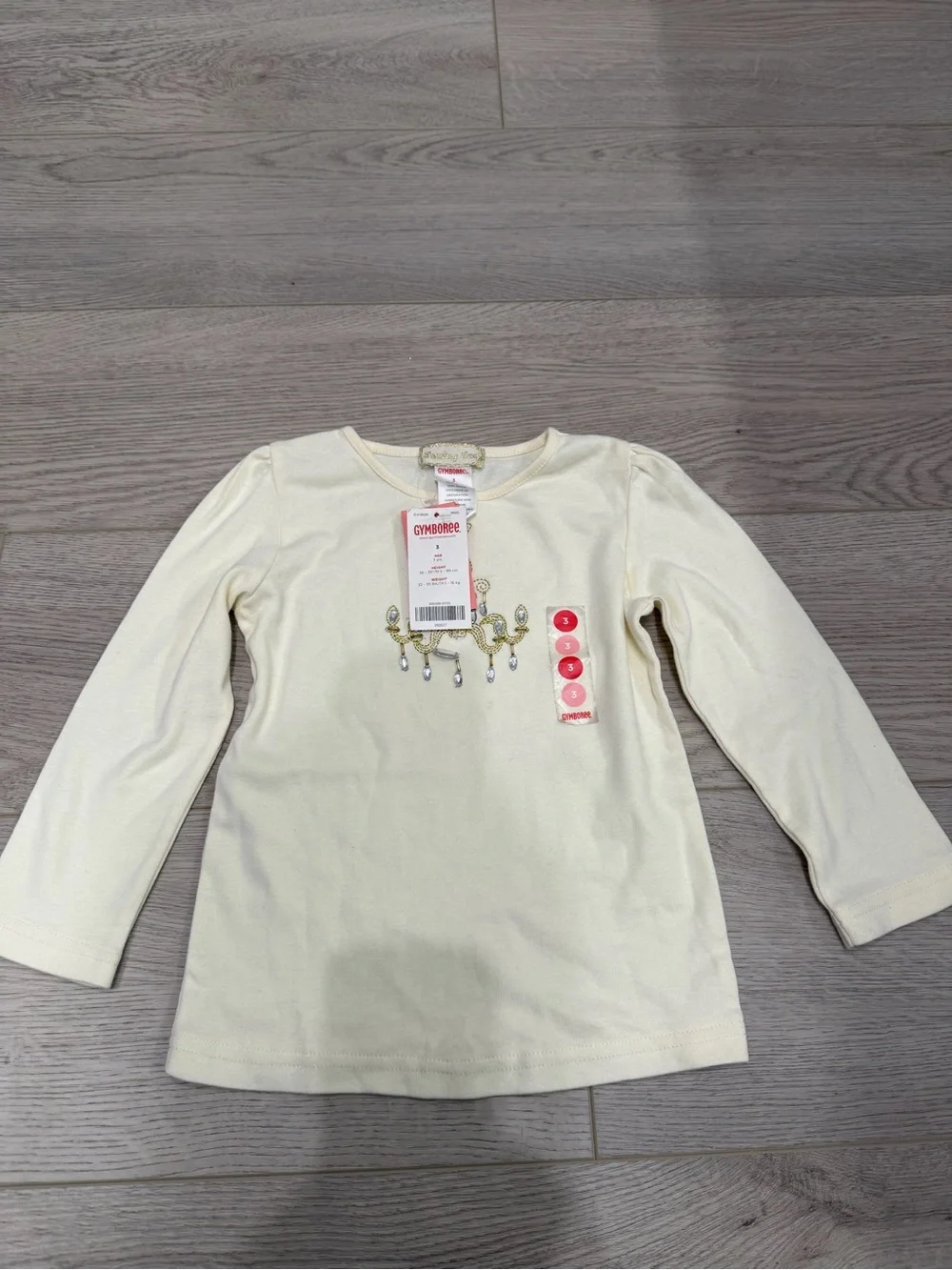 Gymboree Cream Long-Sleeve Girls' Top with Jewel Chandelier